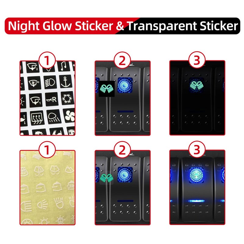 FXC Rocker Switch Aluminum Panel 6 Gang Toggle Switches Dash 5 Pin ON/Off 2 LED Backlit for Boat Car Marine Blue - Image 4